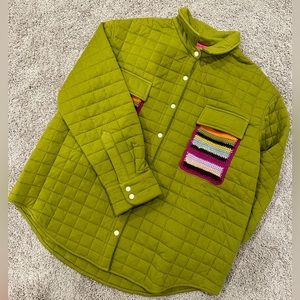 Brand New The Elder Statesman Green Quilted Cotton Shacket Men’s size L